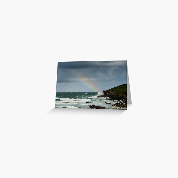 Little Rainbow over Fistral Rocks,Newquay Greeting Card