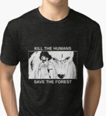Camiseta de tejido mixto Mata a los humanos, salva el bosque