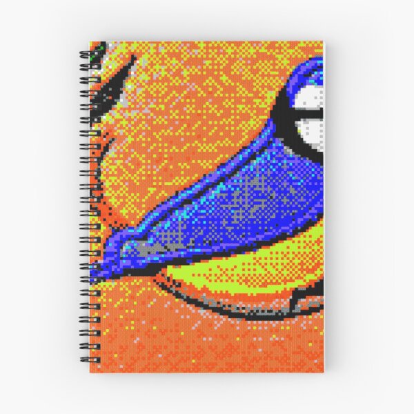 Item preview, Retro blue tit in a hot sunset, or sunrise, of 8-bit fun designed and sold by MoMoJaJa.