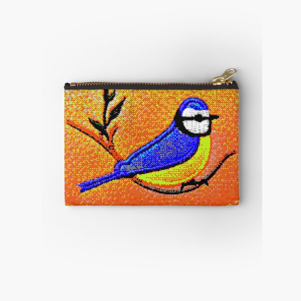 Item preview, Retro blue tit in a hot sunset, or sunrise, of 8-bit fun designed and sold by MoMoJaJa.