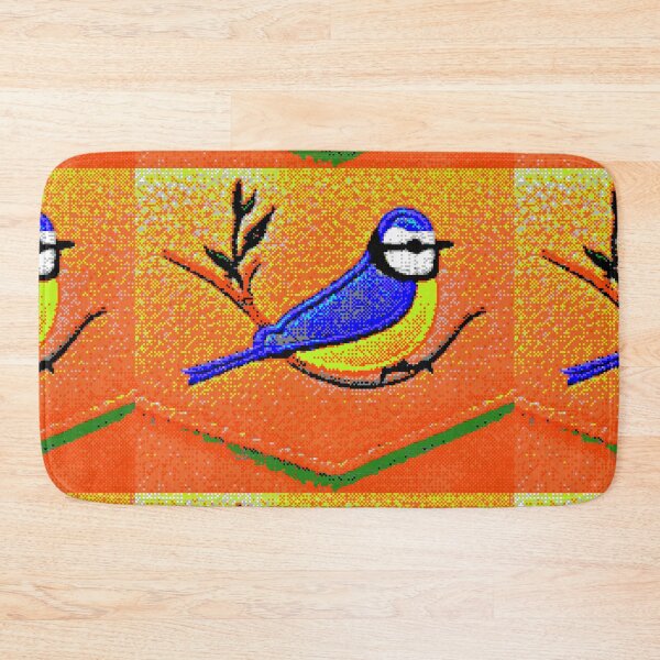 Item preview, Retro blue tit in a hot sunset, or sunrise, of 8-bit fun designed and sold by MoMoJaJa.