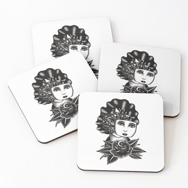 Item preview, Traditional Tattoo Flash Flower Face Female designed and sold by Ronnie Valdez.