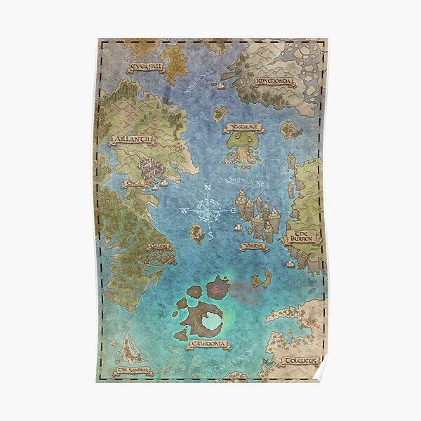 Fantasy RPG Map - "Corvidean Realm" Poster