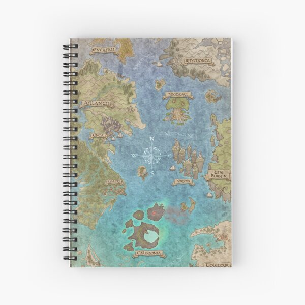 Fantasy RPG Map - "Corvidean Realm" Spiral Notebook