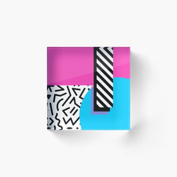 Colorful Retro Memphis Abstract Acrylic Block