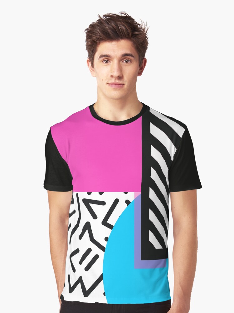 Thumbnail 1 of 5, Graphic T-Shirt, Colorful Retro Memphis Abstract designed and sold by junkydotcom.