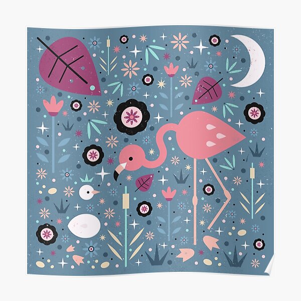 Flamingo & Chick Poster
