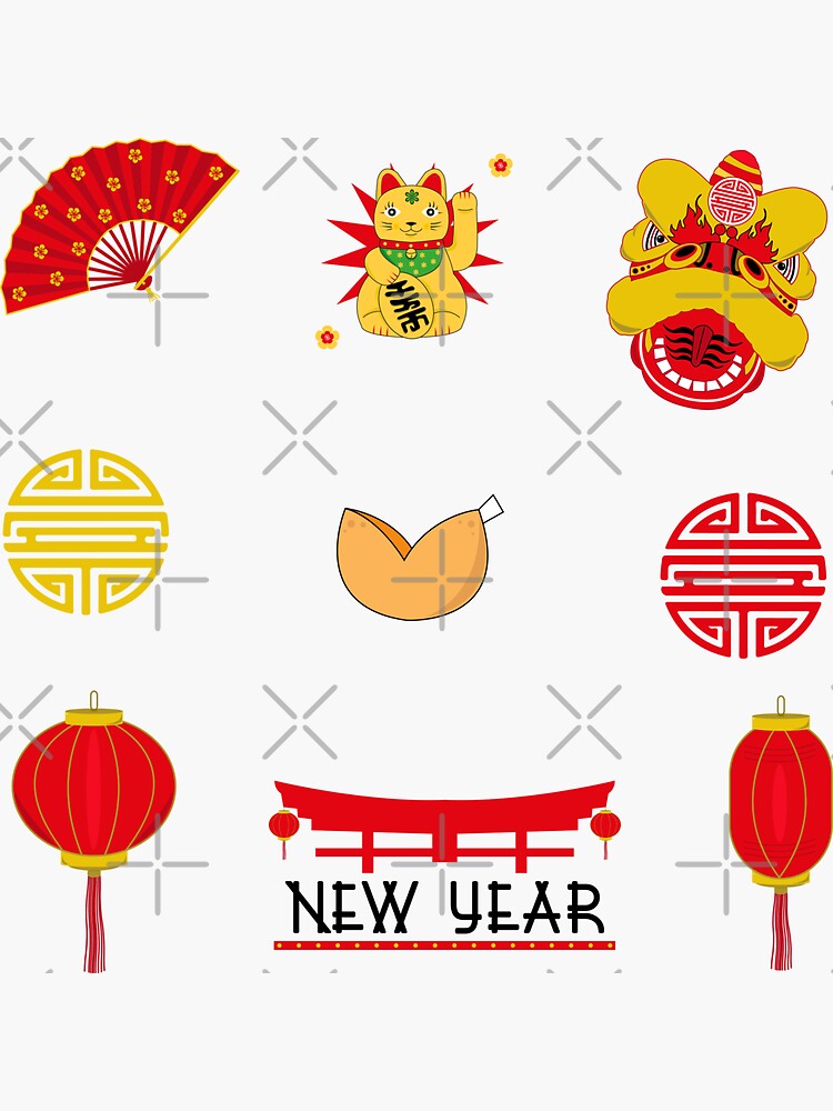 "Chinese New Year Sticker Set" Sticker for Sale by HotHibiscus Redbubble