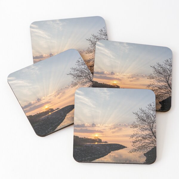 Item preview, Satiny God Rays Glow - Sublime Sunrise on the Lakeshore  designed and sold by Georgia Mizuleva.