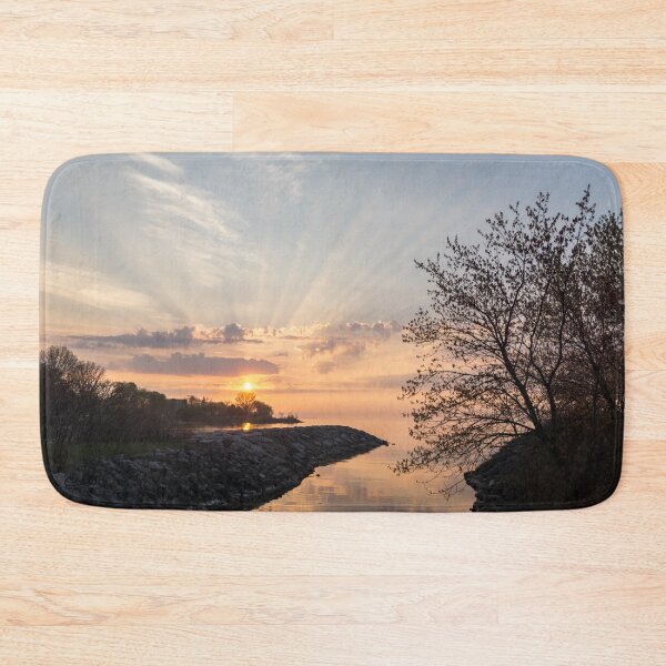 Item preview, Satiny God Rays Glow - Sublime Sunrise on the Lakeshore  designed and sold by Georgia Mizuleva.