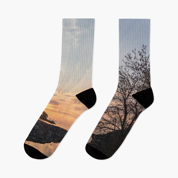 Item preview, Satiny God Rays Glow - Sublime Sunrise on the Lakeshore  designed and sold by Georgia Mizuleva.