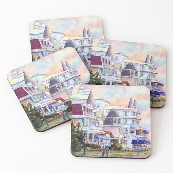 Stroll through Cape May, New Jersey. Jersey Shore. From a watercolor painting by Pamela Parsons Coasters (Set of 4)