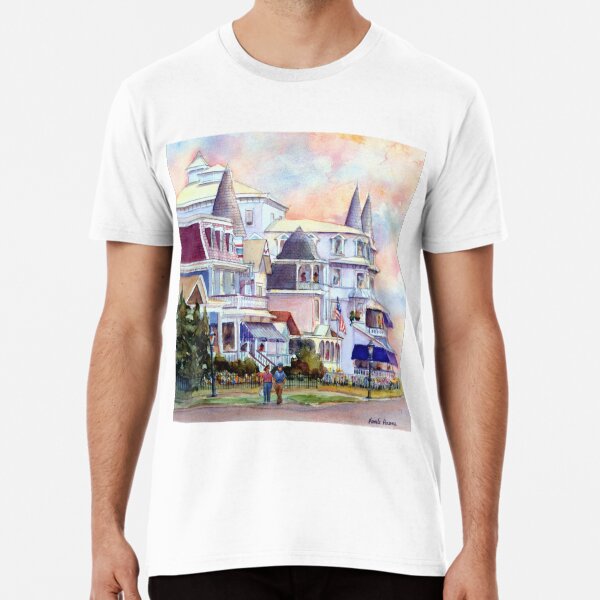 Stroll through Cape May, New Jersey. Jersey Shore. From a watercolor painting by Pamela Parsons Premium T-Shirt