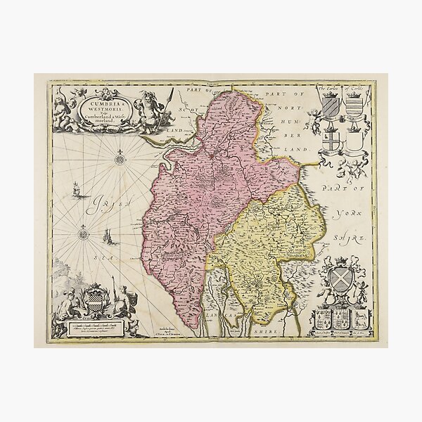 Item preview, Lake District Landscape Collection - CumerCumbria & Westmoria Vulgo Cumberland & Westmorland 1679 Map designed and sold by WizardsWorld.