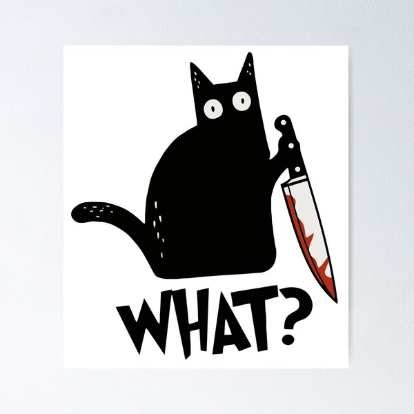 Item preview, Cat What? Murderous Black Cat With Knife Gift Premium T-Shirt designed and sold by ZeLittleFamily.