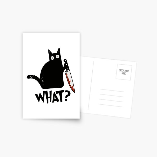 Cat What? Murderous Black Cat With Knife Gift Premium T-Shirt Postcard