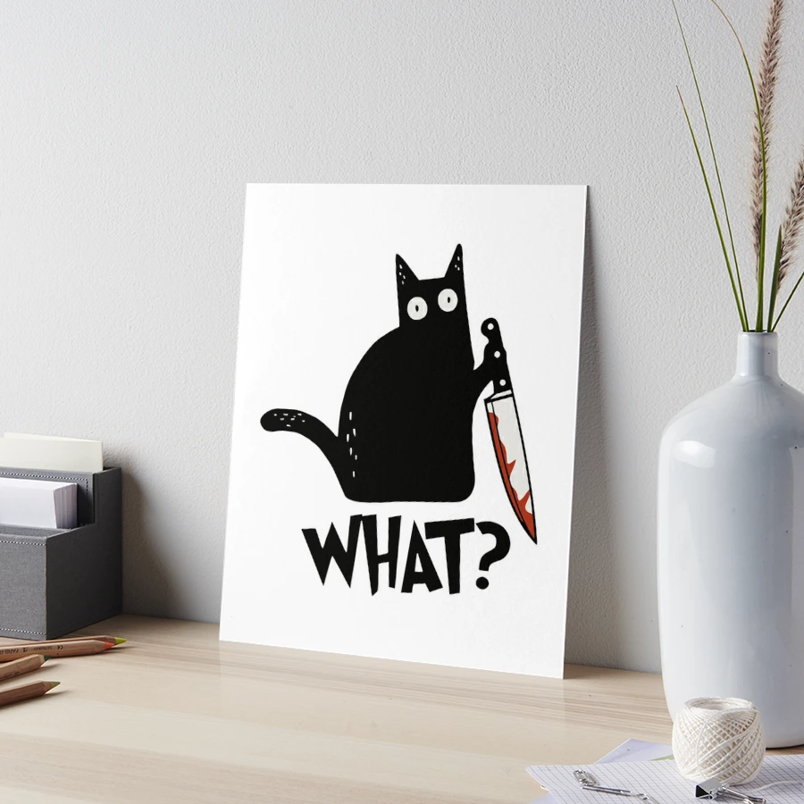 Cat What? Murderous Black Cat With Knife Gift Premium T-Shirt Sticker for  Sale by ZeLittleFamily