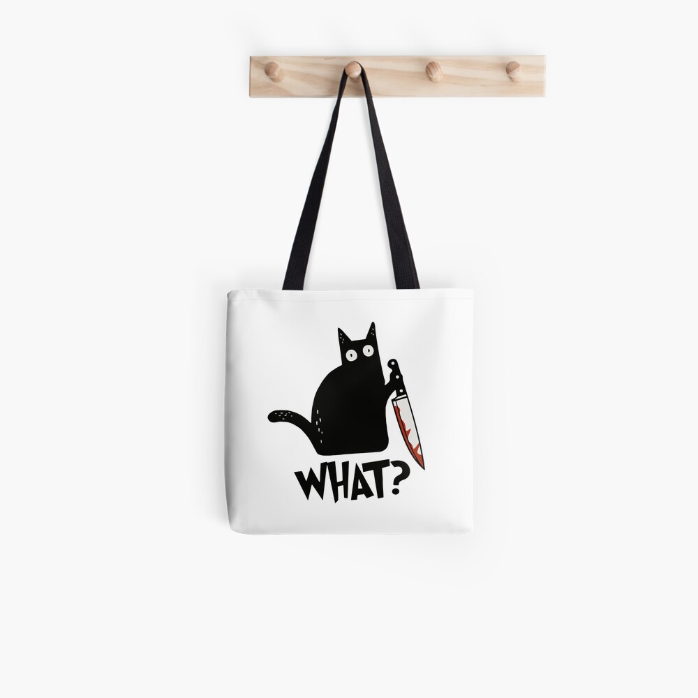 Cat What? Murderous Black Cat With Knife Gift Premium T-Shirt Tote Bag