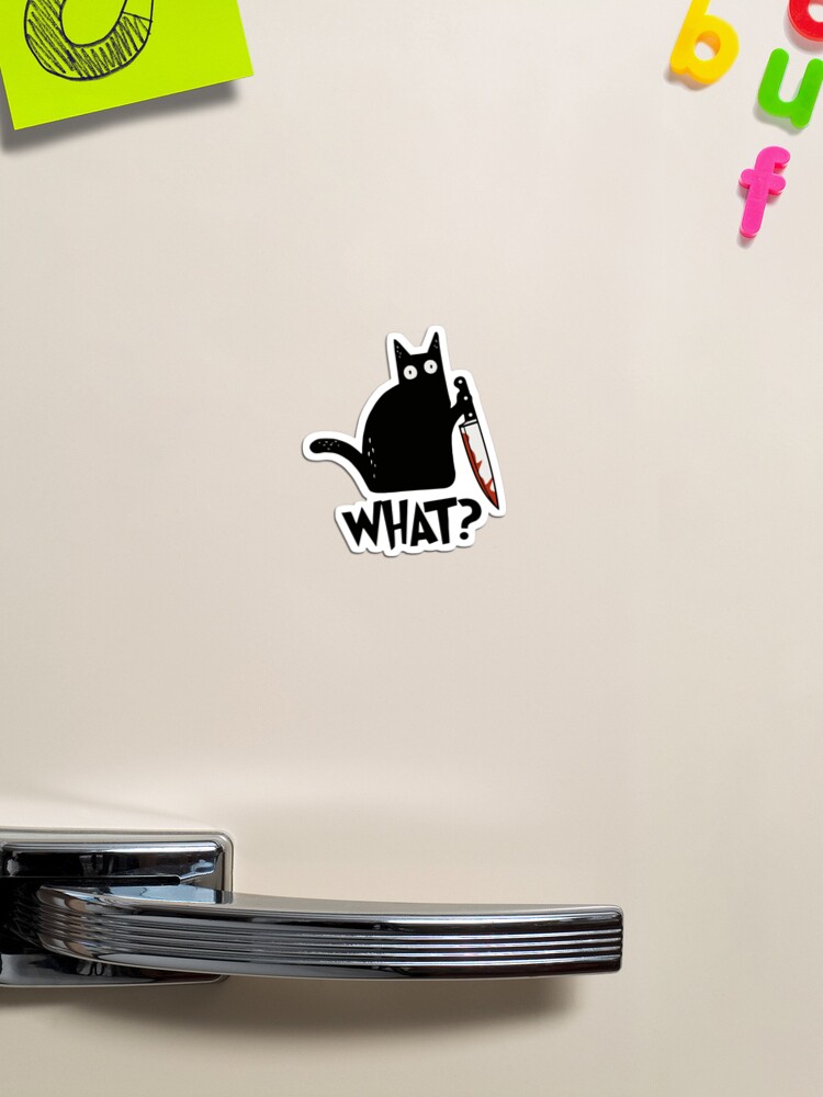 Thumbnail 1 of 3, Magnet, Cat What? Murderous Black Cat With Knife Gift Premium T-Shirt designed and sold by ZeLittleFamily.