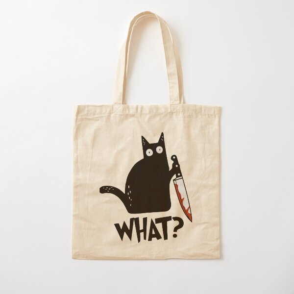 Cat What? Murderous Black Cat With Knife Gift Premium T-Shirt Cotton Tote Bag