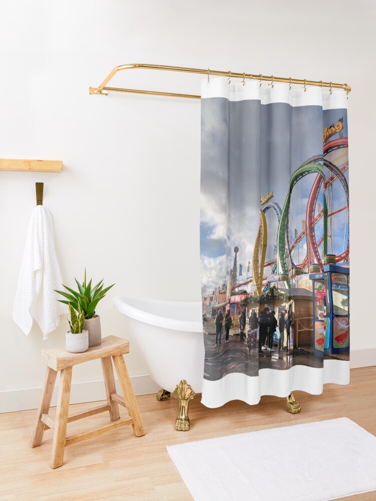 Alternate view of Hyde Park Coaster Shower Curtain
