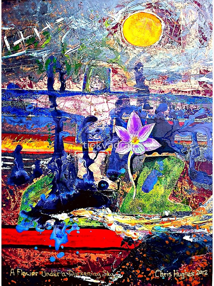 Flower Under a Darkening Sky Original Artwork by tiokvadrat