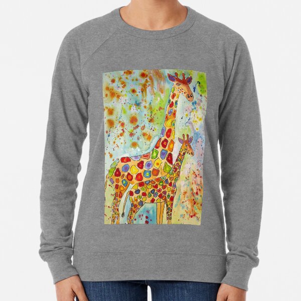 Colourful Mother and Baby Giraffes Lightweight Sweatshirt