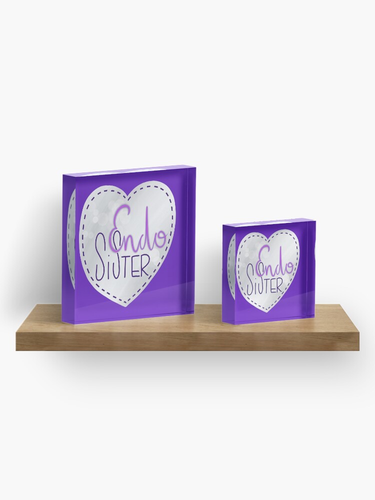 Alternate view of Endometriosis sister awareness handlettering Acrylic Block