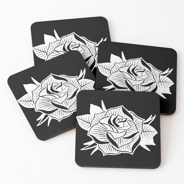 Item preview,  White Rose Tattoo Lino Block Print designed and sold by Wendy Bazuta.