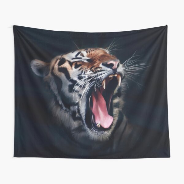 Painting roaring Tiger Tapestry