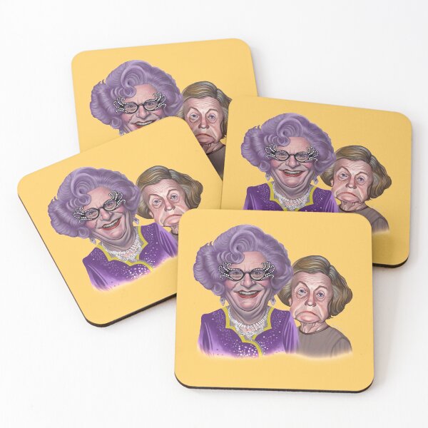 Item preview, Dame Edna Everage and her constant traveling companion (and bridesmaid) Madge Allsop by James Brennan designed and sold by dameednaeverage.