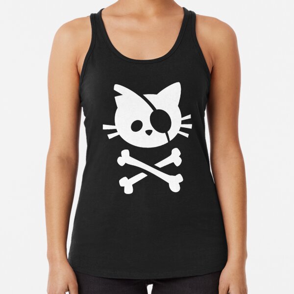 Cute Pirate Cat: Skull and Crossbone Racerback Tank Top