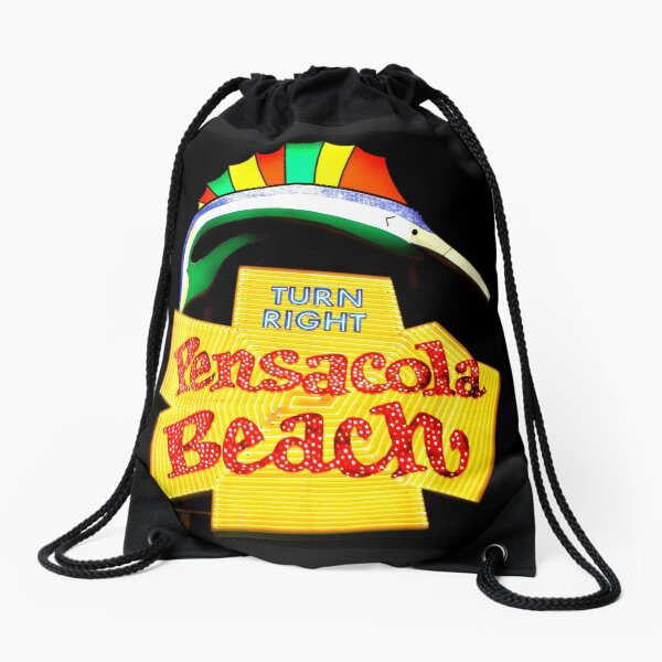 Pensacola Beach Sign Drawstring Bag