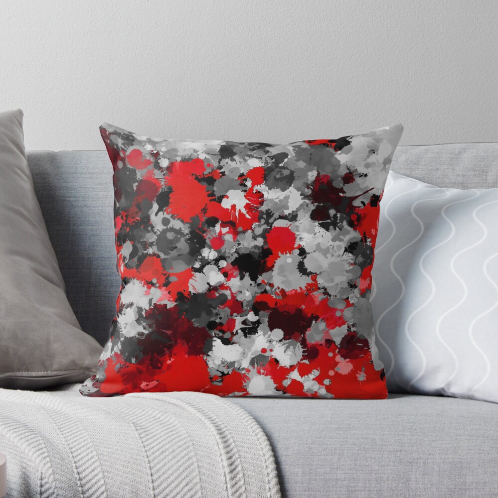 Red grey throw discount pillows