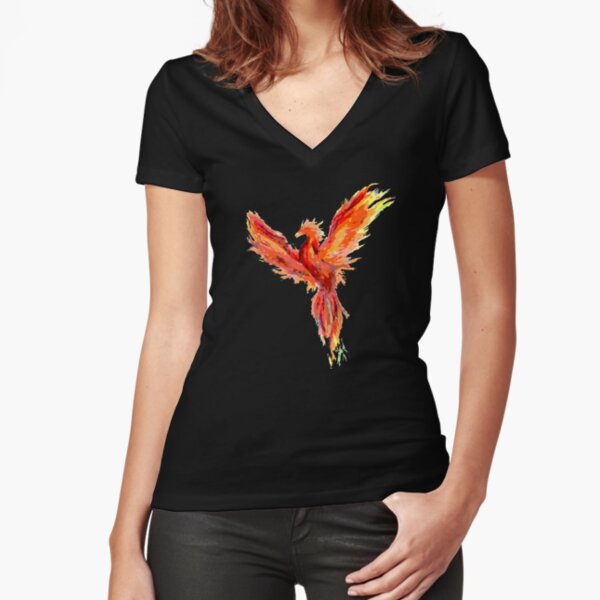 Posterized phoenix Fitted V-Neck T-Shirt