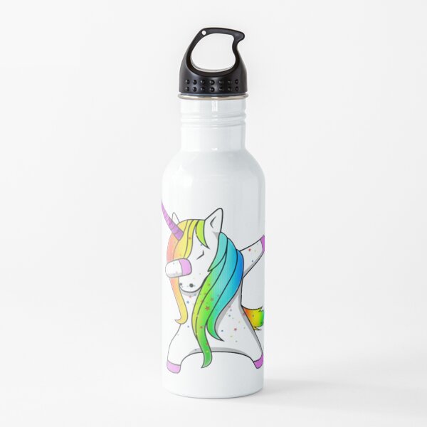 Dabbing Rainbow Sparkle Unicorn Water Bottle