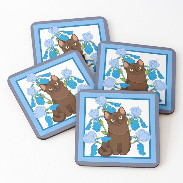 Item preview, Cute burmese cat in blue irises designed and sold by babanovaesha.