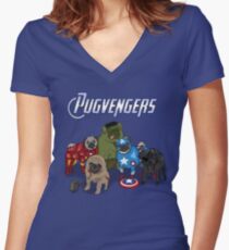 The Pugvengers Women's Fitted V-Neck T-Shirt
