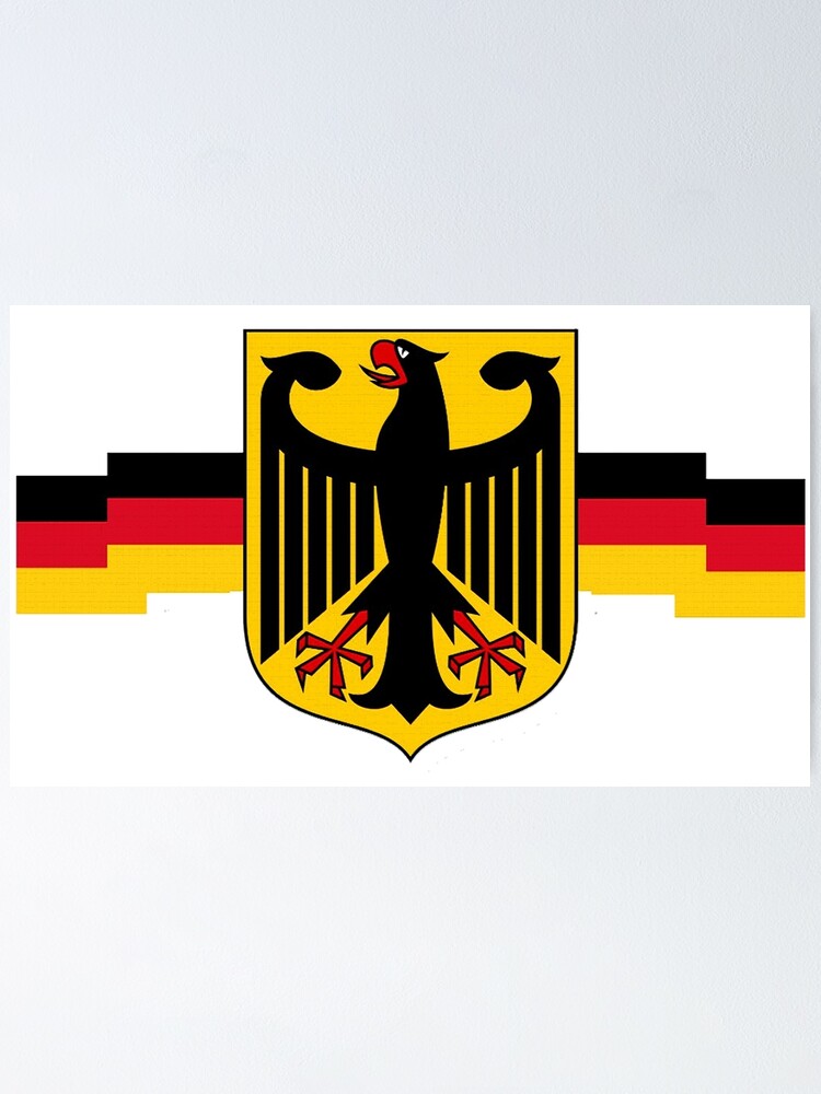 "German Eagle on shield with German Flag Ribbon" Poster by edsimoneit