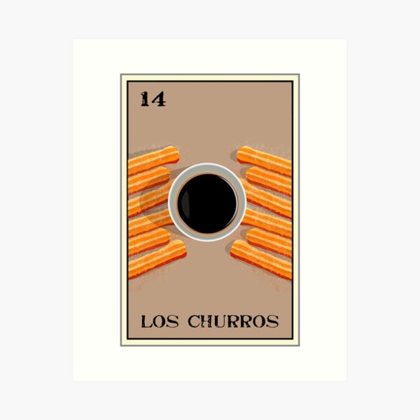 Aperçu de l'œuvre Conception de la Loteria Los Churros créée et vendue par Kid-Diablo-Tees.