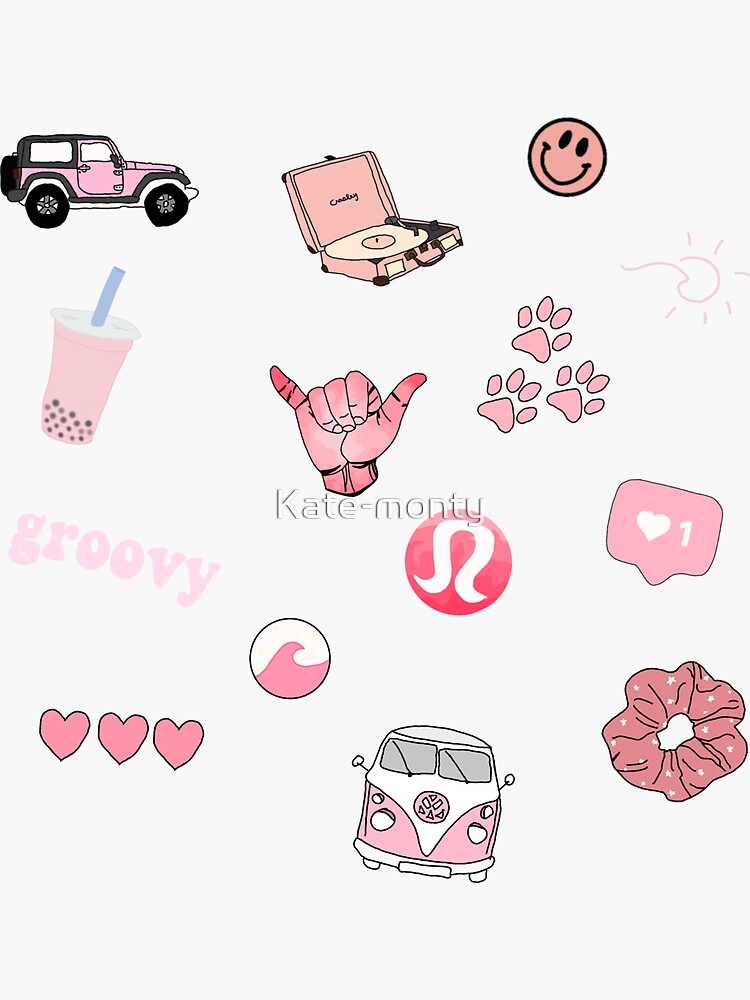 Aesthetic pink sticker pack Sticker for Sale by Kate-monty
