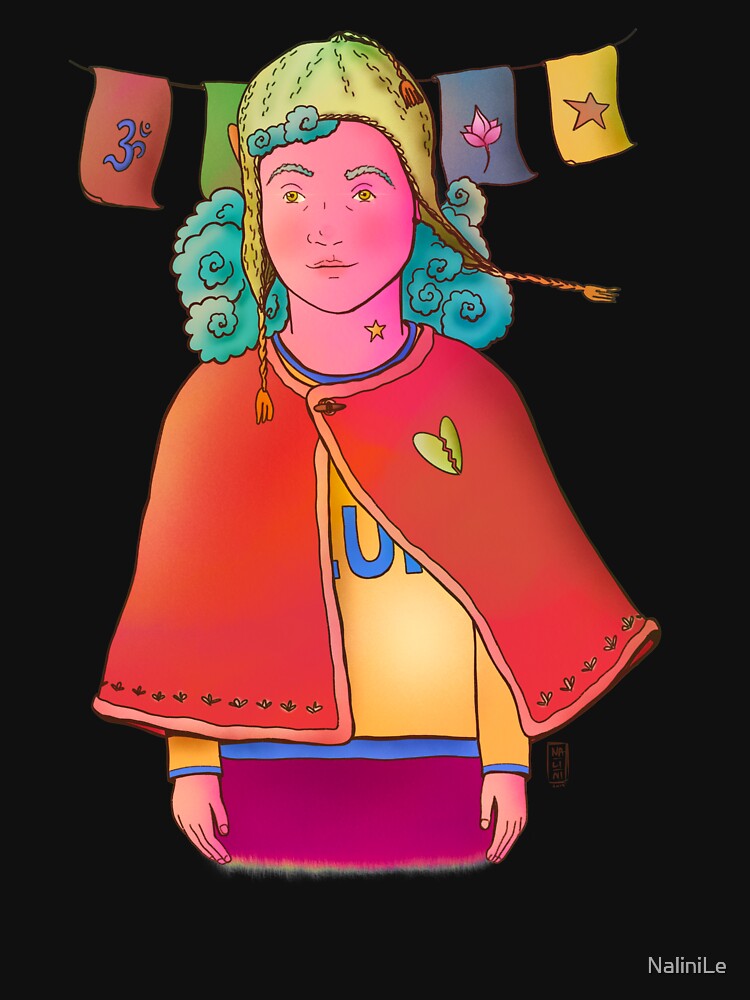 Colorful, curly girl ready for the winter illustration by NaliniLe