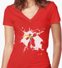 Protoman Paint Explosion Women's Fitted V-Neck T-Shirt
