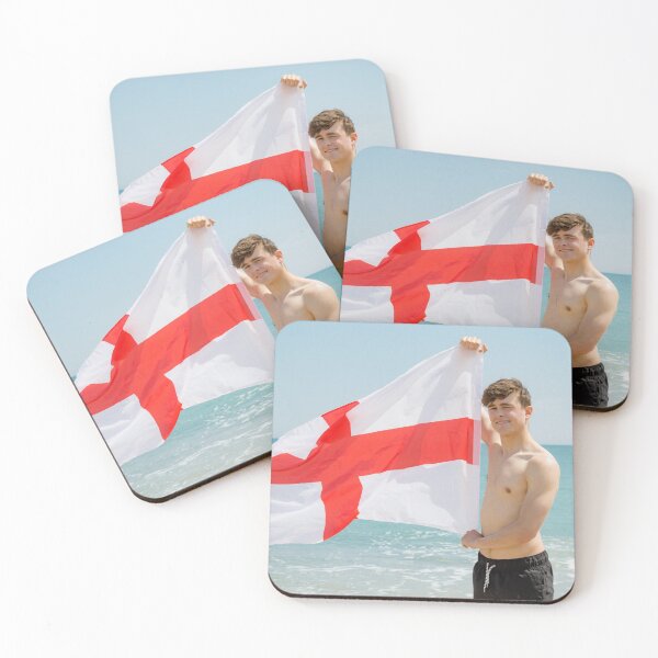 Item preview, A shirtless young man holding the English Flag designed and sold by Ben Gingell.
