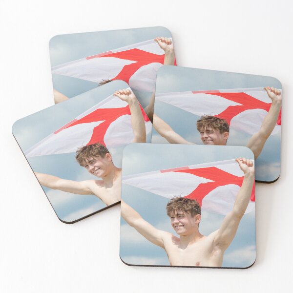 Item preview, A shirtless young man holding the English Flag designed and sold by Ben Gingell.