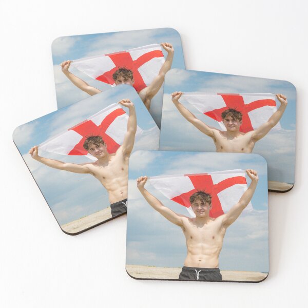 Item preview, A shirtless young man holding the English Flag designed and sold by Ben Gingell.