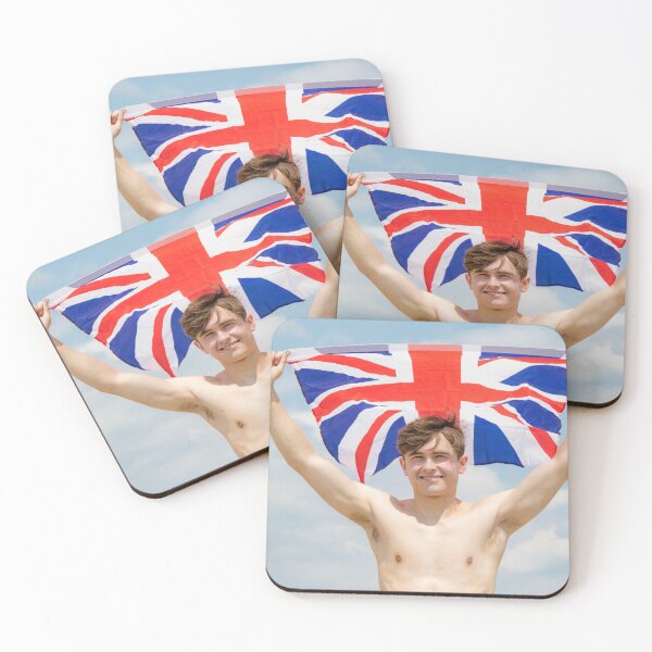 Item preview, A shirtless young man holding the British Flag designed and sold by Ben Gingell.