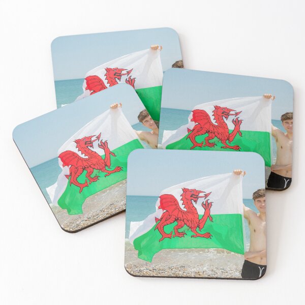 Item preview, A shirtless young man holding the Welsh Flag designed and sold by Ben Gingell.