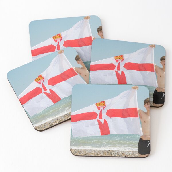 Item preview, A shirtless young man holding the flag of Northern Ireland designed and sold by Ben Gingell.