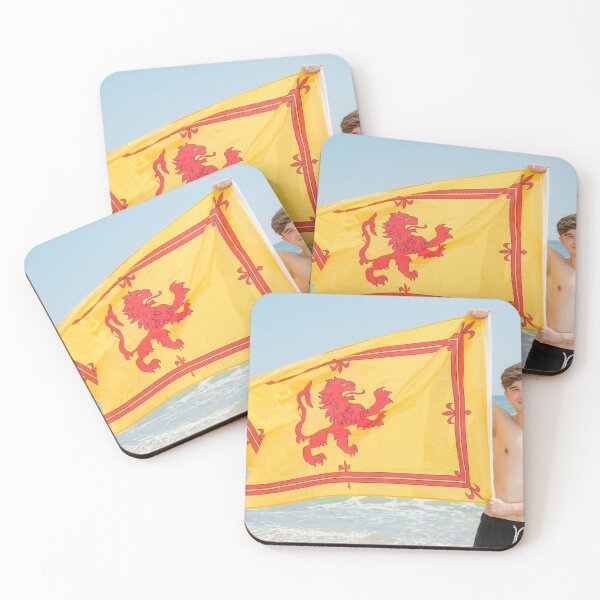 Item preview, A shirtless young man holding the Scottish Lion Rampant flag designed and sold by Ben Gingell.